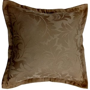 Capa Jacquard Bordada Decorativa p/ Almofada 43x43cm Dourada com Abas