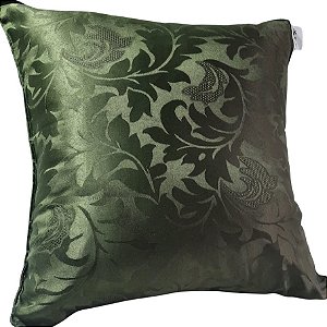 Capa Jacquard Bordada Decorativa p/ Almofada 43x43cm Verde Folha
