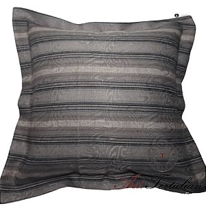 Capa Jacquard Decorativa p/ Almofada 43x43cm Listras Cinza com Abas