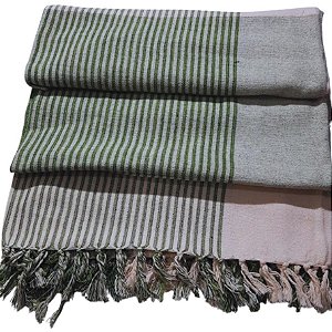 Manta Decorativa Tear tam. King Xadrez Verde e Cru