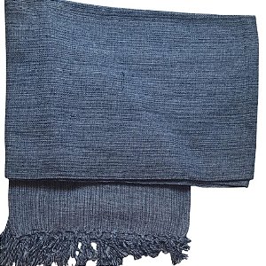 Manta Decorativa Tear tam. Solteiro Azul Marinho Mescla Cru