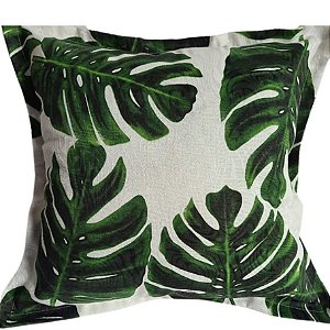 Capa Jacquard Estampada Decorativa p/ Almofada 43x43cm Natureza Costela de Adão com Abas