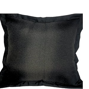 Capa Oxford Liso Decorativa p/ Almofada 43x43cm Preta com Abas