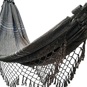Rede  De Descanso  Casal Tam. 1,50x3,50  na cor Preta / Cru Mesclado