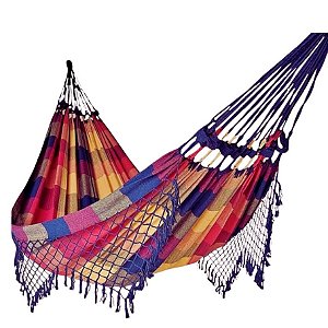 Rede  De Descanso  Casal Tam. 1,50x3,50  na cor Xadrez Azul / Vermelho