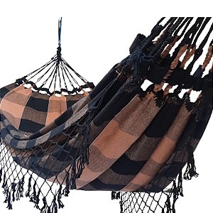 Rede  De Descanso  Casal Tam. 1,50x3,50  na cor Xadrez Chocolate / Caramelo