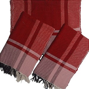 kit 3 Peças Tapete Artesanal Fio de Malha Moldura Telha/Rosê