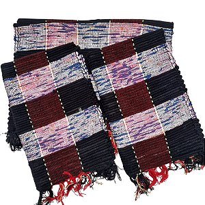 Kit 3 Peças Tapete Artesanal Fio de Malha Xadrez