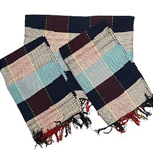 Kit 3 Peças Tapete Artesanal Fio de Malha Xadrez