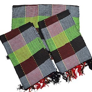 Kit 3 Peças Tapete Artesanal Fio de Malha Xadrez