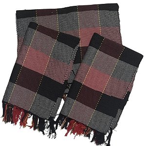 kit 3 Peças Tapete Artesanal Fio de Malha Xadrez