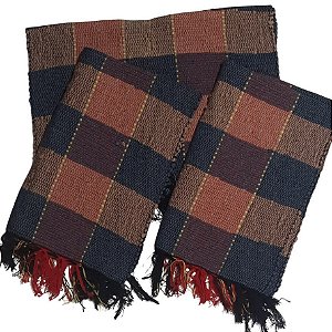 kit 3 Peças Tapete Artesanal Fio de Malha Xadrez