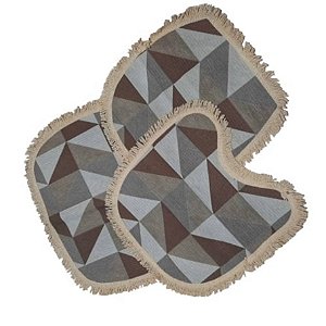 Kit Tapete 3 Peças Antiderrapante p/ Banheiro Geométrico Chocolate / Bege