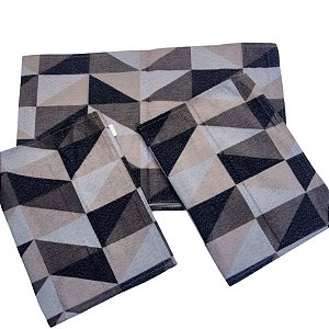 Kit Tapete 3 Peças Antiderrapante p/ Cozinha Marrom Café /Preto/Branco