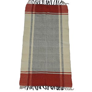 Tapete Artesanal de Fio de Malha Beira Cama Moldura na cor Telha 50x150cm