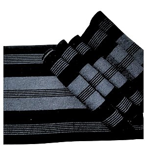 Jogo Americano 6 Lugares Listras nas cores Preto e Cinza