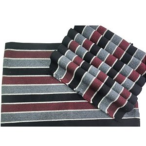 Jogo Americano 7 Lugares Listras nas cores Preto e Bordô