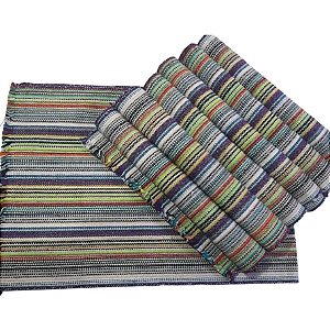 Jogo Americano 7 Lugares Listras nas cores Verde, Preto, Azul, Amarelo e Branco