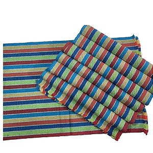 Jogo Americano 7 Lugares Listras nas cores Verde, Vermelho, Azul e Amarelo