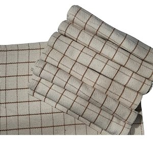 Jogo Americano 7 Lugares Xadrez nas cores Bege e Cru