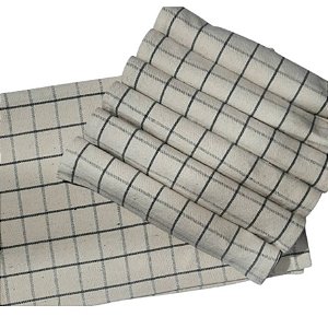 Jogo Americano 7 Lugares Xadrez nas cores Cinza e Cru