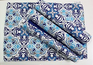 Jogo Americano Dupla Face 4 Lugares na cor Azulejo Azul