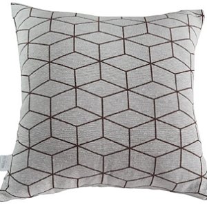 Capa Decorativa p/ Almofada Jacquard 43x43 Geométrica Brown Line Bordô /Branco