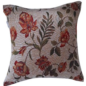 Capa Decorativa Jacquard  43x43 Gobeline  Floral Outono