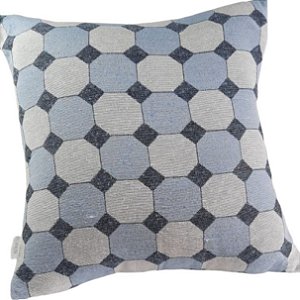 Capa Decorativa Jacquard  43x43 Tecido Hexágonos Blue clean