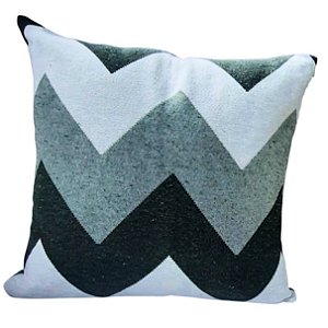 Capa Decorativa Jacquard  43x43 Tecido ZigZag Sombra Grey