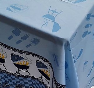 Toalhas de Mesa Oxford Quadrada-Coleção Hora do Churras Azul Clara