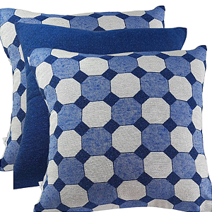 Kit 3 Capas Para Almofadas Hexágonos Blue 43x43