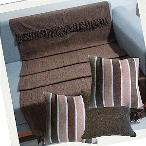 Kit Manta e Almofadas Listrado Tons Terrosos A