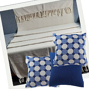 Kit Manta + Almofadas Hexágonos Blue