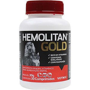 Suplemento Mineral Vitamínico Hemolitan Gold com 30 Comprimidos