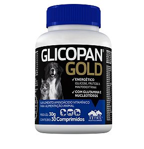 Suplemento Aminiácido Vitamínico Glicopan Gold com 30 Comprimidos