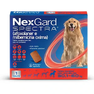 Nexgard Spectra Antipulgas, Carrapatos e Vermes 30 a 60kg com 1 Tablete
