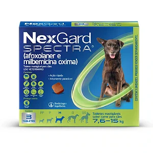 Nexgard Spectra Antipulgas, Carrapatos e Vermes 7,5 a 15kg com 1 Tablete
