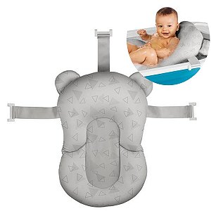 Almofada de Banho Bebê Protetora +0 meses Infantil Sosseguinho Multikids Baby Cinza
