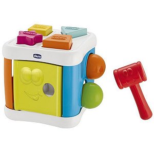 Brinquedo Bebê Educativo Cubo Com Formas 2 em 1 Bate Bate Infantil Criança 10-36 Meses Chicco