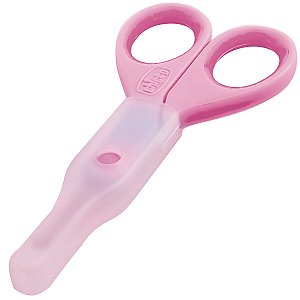 Tesourinha Para Bebês Com Protetor Ergonomica Pontas Curvadas Arredondadas +0 Meses Chicco Rosa