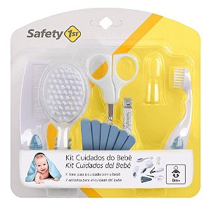 Kit Primeiros Cuidados de Seu Bebê Pente Escova Cortador de Unha Tesoura Safety 1st Azul
