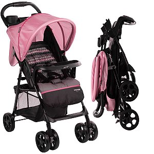 Carrinho de Bebê Passeio Reclinável Função Berço Nascimento Até 15 Kg Spot Voyage Rosa