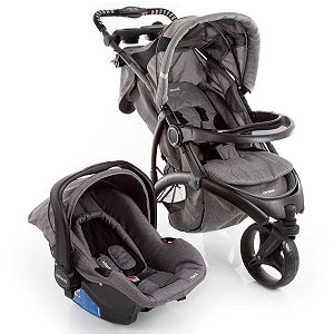 Carrinho de Bebe 3 Rodas Travel System Off Road Duo Cinza Grey - Infanti