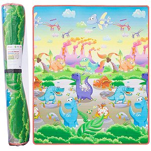 Tapete de Atividades Bebê Infantil Criança Dupla Face 150x180cm Dinossauros - Comtac Kids