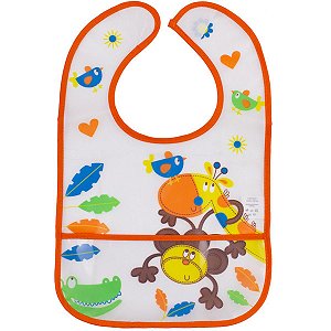 Babador Bebe Impermeável com Bolso Coletor de Migalhas Infantil Criança Para +6 Meses Amigos Animais - Comtac Kids