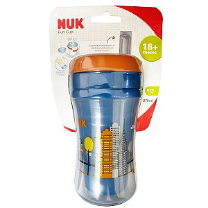 Copo de Bebê Com Canudo Antivazamento A Partir dos 18 Meses Fun Nuk Azul