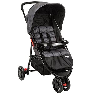 Carrinho de Bebê Passeio Travel System 3 Rodas 0 a 15 Kg Berço Reclinável Delta Voyage Cinza Grid