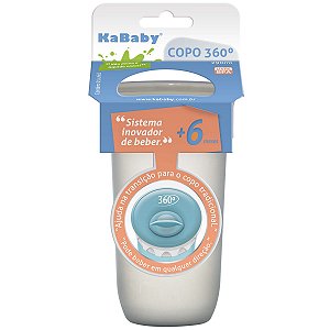 Copo de Bebê Infantil 360º Antivazamento 290ml +6 Meses Sport Kababy Cinza