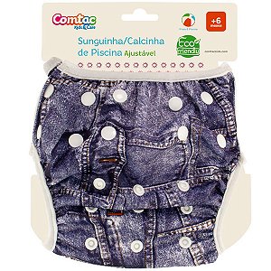 Sunguinha Bebê Infantil Piscina Ajustável Tamanho G Jeans Comtac